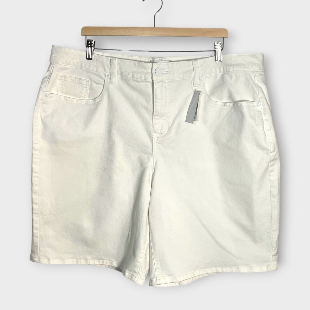 Lane Bryant White Denim Shorts 20 Boyfriend Bermuda NEW